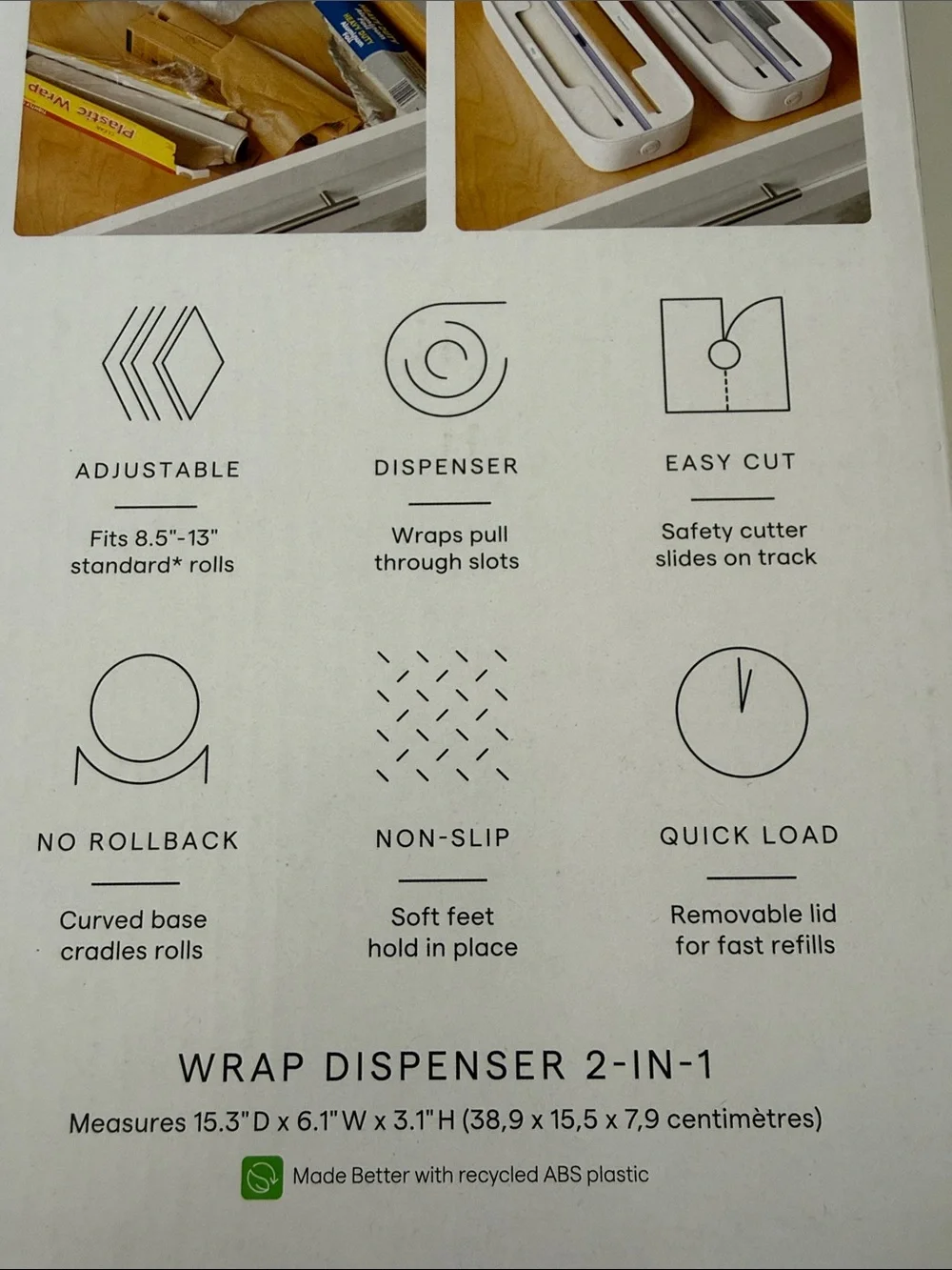 youCopia StoraRoll Wrap Dispenser - White NEW